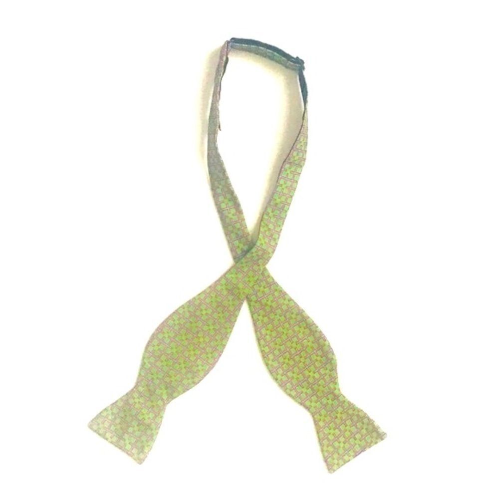 Peter Blair Silk Green Blue Print Bow Tie